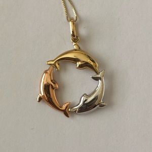 🐬 10k gold dolphins 🐬 pendant and chain 🐬